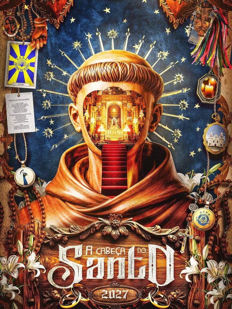 Cartaz do enredo A Cabeça do Santo — Unidos da Tijuca 2027