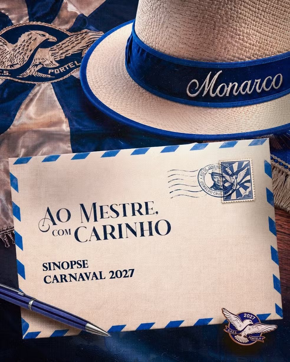 Cartaz do enredo Ao Mestre, Com Carinho — Portela 2027