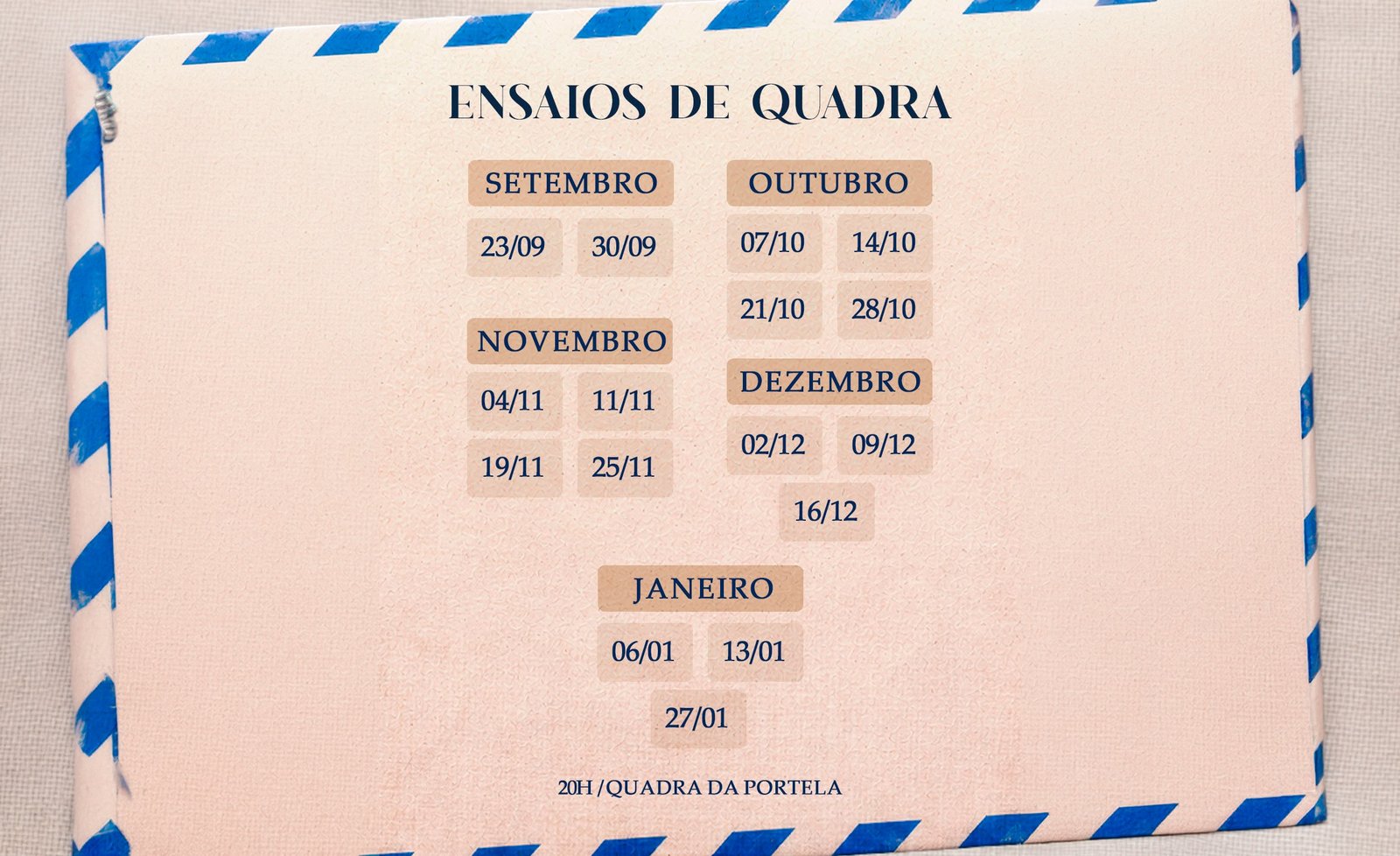 Portela inicia temporada de ensaios com a comunidade nesta quarta-feira